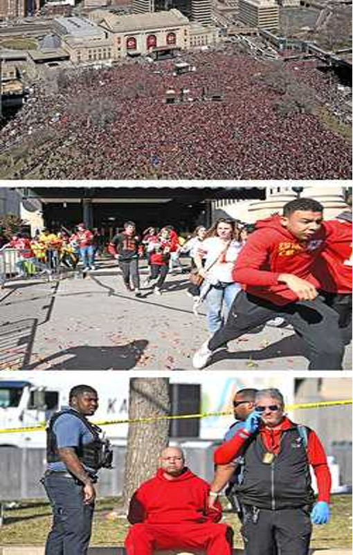 Un collage de fotografías de personas vestidas de rojo.