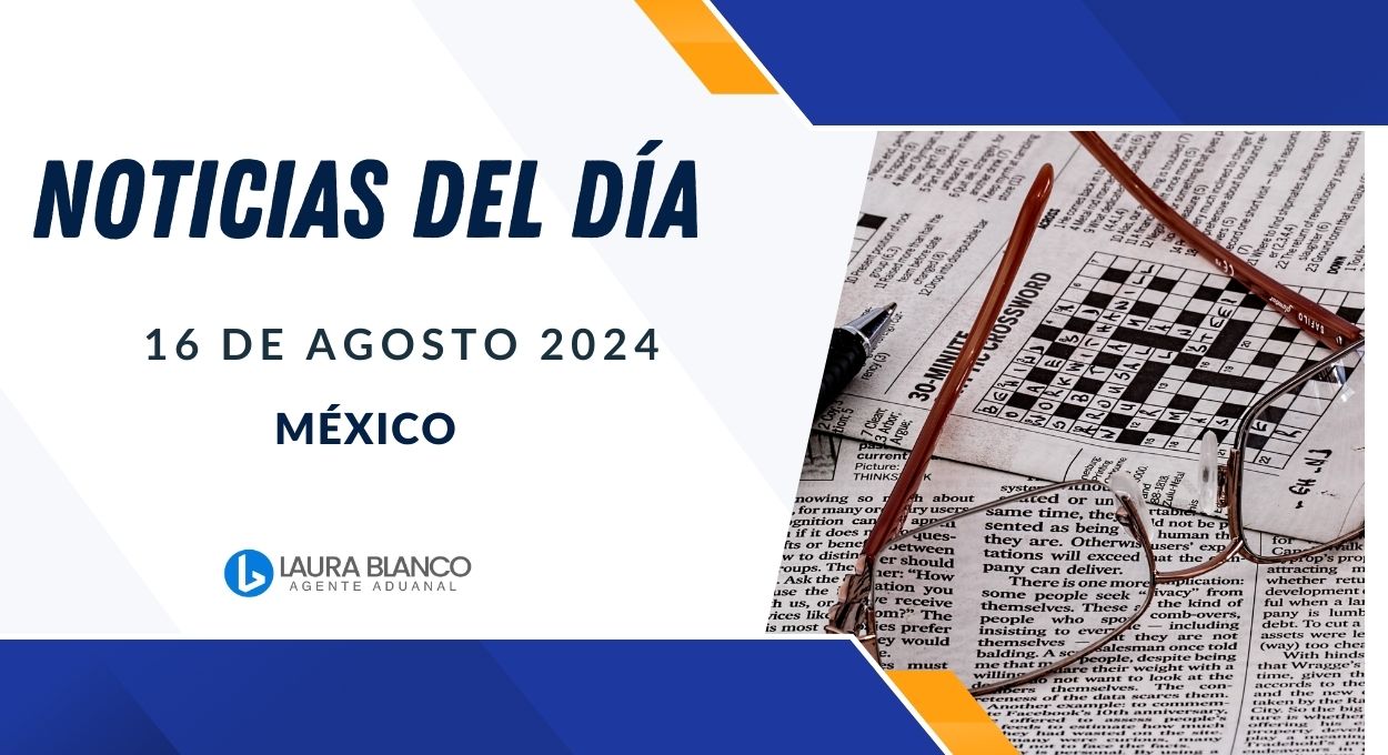 Noticias del día - 16 de agosto de 2024, México. La imagen muestra un periódico con un crucigrama y un par de anteojos encima.