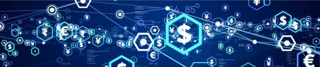 Varios sÃmbolos de moneda como el dólar, el euro, el yen y la libra flotan en una red digital interconectada sobre un fondo azul oscuro, destacando la importancia de la inversión extranjera.